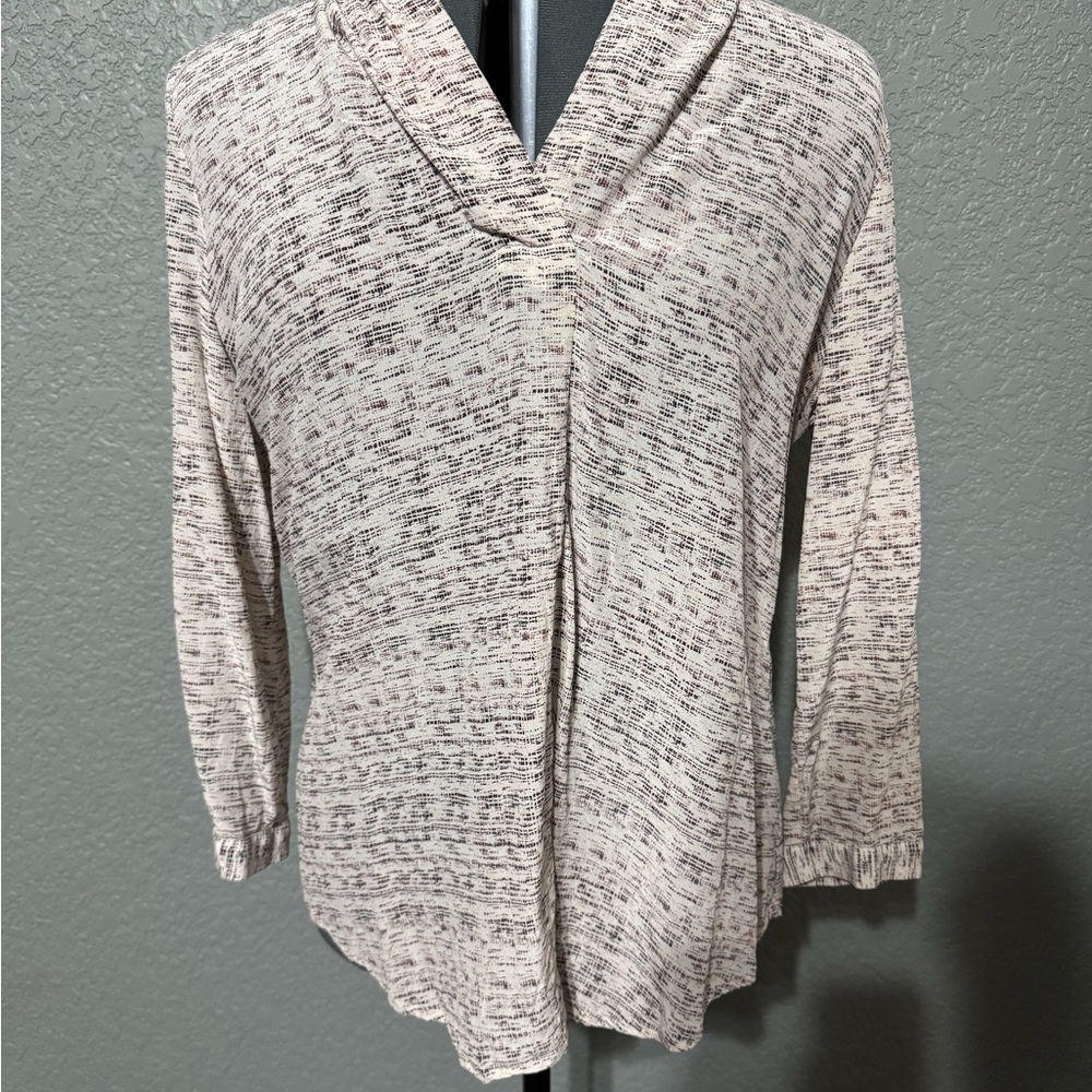 Cynthia Rowley Cream and Black Textured Blouse